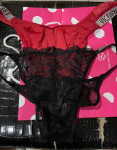 Nwt Lot Of 2 Victoria&#39;s Secret Vs Rhinestone Shine Brazilian Bikini Panties L - £25.02 GBP