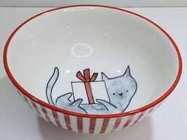 Cat Bowl Small Prima Christmas Holiday Ceramic Cat Bowl New - £10.50 GBP