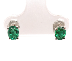 Platinum Oval .67ct TW Genuine Natural Emerald Stud Earrings Jewelry (#J... - €678,02 EUR