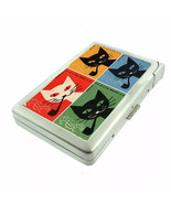 Vintage Smoking Cat Illustration 100&#39;s Cigarette Case lighter ID Holder ... - €18,78 EUR