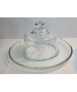 Clear Glass Cheese &amp; Cracker or Dessert Plate &amp; Dome Lid - $22.00