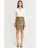 sk21N3 Celebrity Style Sparkle Gold Sequin Metallic Bodycon Mini Party Skirt - $24.99