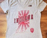 Hanes ~ Indiana Hoosiers ~ V-Neck ~ Gray Color ~ T-Shirt ~ Women&#39;s Size ... - £12.01 GBP