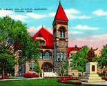 Public Library and McKinley Monument Dayton Ohio OH UNP Linen Postcard B8 - $2.92
