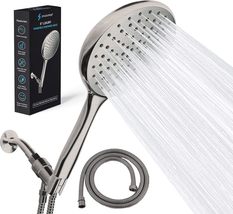 SparkPod 6-Inch High Pressure Handheld Shower Head with Hose - Elegant Brushed - £40.10 GBP