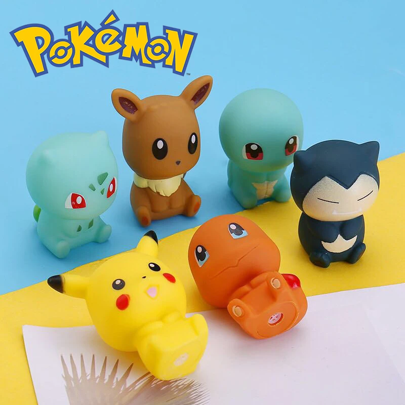 6Pcs Pokemon Baby Bath Toy Pikachu Kawaii Anime Floating Rubber Toys Squeeze - £11.23 GBP