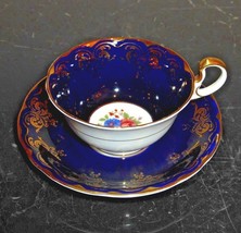 Aynsley 5134 Vintage Scalloped Cobalt Blue English Teacup and Saucer - £59.02 GBP