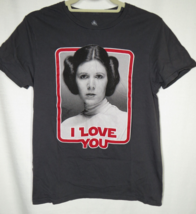 Disney Star Wars Princess Leia I LOVE YOU Gray Cotton T-Shirt Size Small - £7.91 GBP
