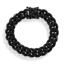 Stainless Steel 14mm Miami Cuban Link Bracelet - Matte Black IP Plated - £59.47 GBP