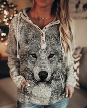 Wolf Spirit Hoodies Women Oversized Streetwear  Pullover Tracksuit - £20.05 GBP+