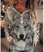Wolf Spirit Hoodies Women Oversized Streetwear  Pullover Tracksuit - £20.03 GBP+