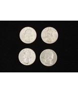 4 US Quarters Coins 1964 90 Percent Silver Readable Dates Philadelphia #17 - $27.10