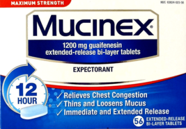 Mucinex 12 Hour Maximum Strength Expectorant 56 Tablets EXP 06/2026 - $34.57