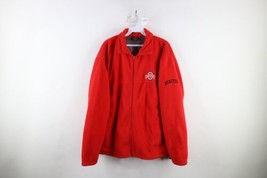 Vintage Mens Medium Distressed Spell Out Ohio State University Fleece Jacket Red - £39.52 GBP