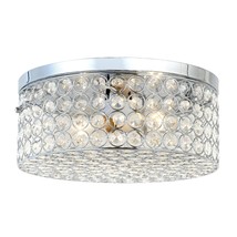 Elegant Designs FM1003-CHR 12&quot; Elipse Crystal 2 Light Round Ceiling Flush Mount, - £66.16 GBP