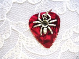 Wild Blood Red Guitar Pick W Spider Pendant Necklace - £3.95 GBP
