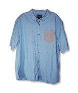 Retrofit Mens Button Up Short Sleeve Blue Shirt Gray Pocket Size XL - $19.14 CAD