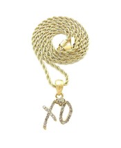 Kiss and Hug Crystals Gold-tone Pendant with a Rope Chain Necklace - £15.94 GBP