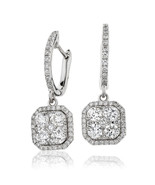 18Carat White Gold &amp; Diamond Small Pave  Drop Hoops  with 1.10 carats - $2,274.40