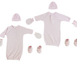 Girl 100% Cotton Preemie Gown, Cap, Mittens and Booties - 8 pc Set Preemie - $35.63