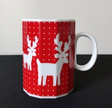 Mikasa Red Santa's Reindeer Fine China Coffee Mug WN056 Japan  Red w/ White Dots - $9.46