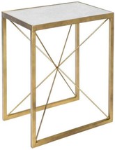 Accent Table SEBASTIAN White Antique Brass Marble Metal - £424.17 GBP