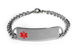 Medical Alert ID Bracelet with Red emblem D-Style. Free engraving, medical Card! - £23.96 GBP