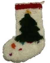 Vintage Handcrafted Rug Latch Hook Christmas Stocking 20&quot; Christmas Tree... - $23.40