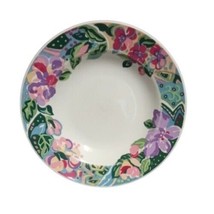 Vintage Gibson Designs PACIFIC Rim Soup Bowl 9 1/8”D Pink Purple Green Floral - £11.07 GBP