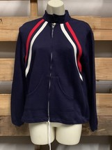 Vintage Unbranded Sports Jacket Womans Size Medium Red White Blue Drawst... - $49.50