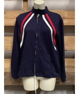 Vintage Unbranded Sports Jacket Womans Size Medium Red White Blue Drawst... - $68.00 CAD