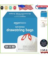 Convenient Tall Kitchen Drawstring Trash Bags, 120 Count, 13 Gallon Capa... - $50.16 CAD