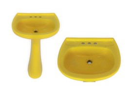 Mexican Talavera Pedestal Sink Handcrafted Ceramic -Yellow Strada - - $11,222.06 MXN