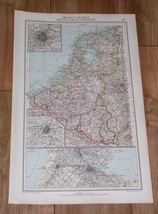 1927 Original Vintage Italian Map Holland Netherlands Belgium Amsterdam Brussels - £15.03 GBP