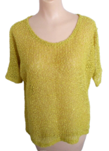 Sparkle Gold Pullover Open-Weave Knit Party Top Sequins CHRIS &amp; CAROL M - £5.56 GBP