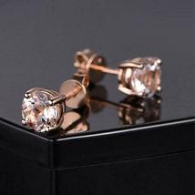 1Ct Round Cut Simulated Peach Morganite Stud Earrings925 Silver Gold Plated - £77.85 GBP