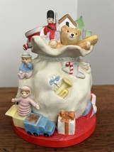 SCHMID Christmas Santa Toy MUSIC Box PORCELAIN Windup Tested VINTAGE 80s - £19.46 GBP