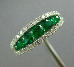 2 Ct Diamond &amp; Emerald 14K White Gold Over Semi Eternity Anniversary Ring - £81.74 GBP
