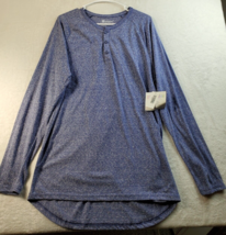 LuLaRoe Shirt Top Women Size Large Blue Knit Polyester Long Sleeve Henley NWT - £7.40 GBP