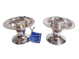 Pair of Vtg Silverplated MAYFAIR 2.5&quot; Single Light Candlesticks Made in ... - £10.89 GBP