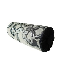 Black Velvet Bolster Pillow, Silver Metallic Floral Jacquard, 6x16&quot; - £43.26 GBP