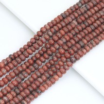 Natural Rondelle Smooth Red Sesame Jasper Beads Strand for Jewelry Making, 4x6mm - $8.00