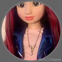 Light Yellow Rhinestone Pearl Dangle Pendant Doll Necklace • 18” Doll Je... - $7.84