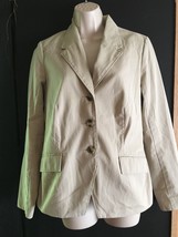 *Isaac Mizrahi Womens M Khaki Jacket Unlined Beige Button Front 100% Cotton - £4.82 GBP