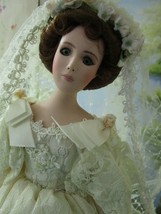 Seymour Mann Connoiseur bride doll, 17&quot; WHITE LACED RIBBONS LONG TRAIN  - $46.52