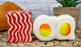 American Breakfast Bacon And Sunny Side Up Eggs Ceramic Salt And Pepper Shakers - £13.57 GBP