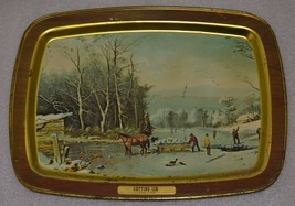 CURRIER AND IVES &quot;GETTING ICE&quot; SERVING TRAY - $23.36