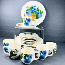 Vintage Dessert Set Hand Painted Ceramic Coffee Tea Cup Saucer Set Morning Glory - £78.63 GBP