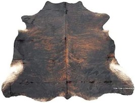 Tomtom Cowhides Brindle Dark Cowhide Rug 100% Natural Leather Rugs 7&#39; X &#39;6 - $162.99