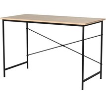 Modern Home Office Computer Desk Table with Black Metal Frame Wood Top in Oak - $162.59